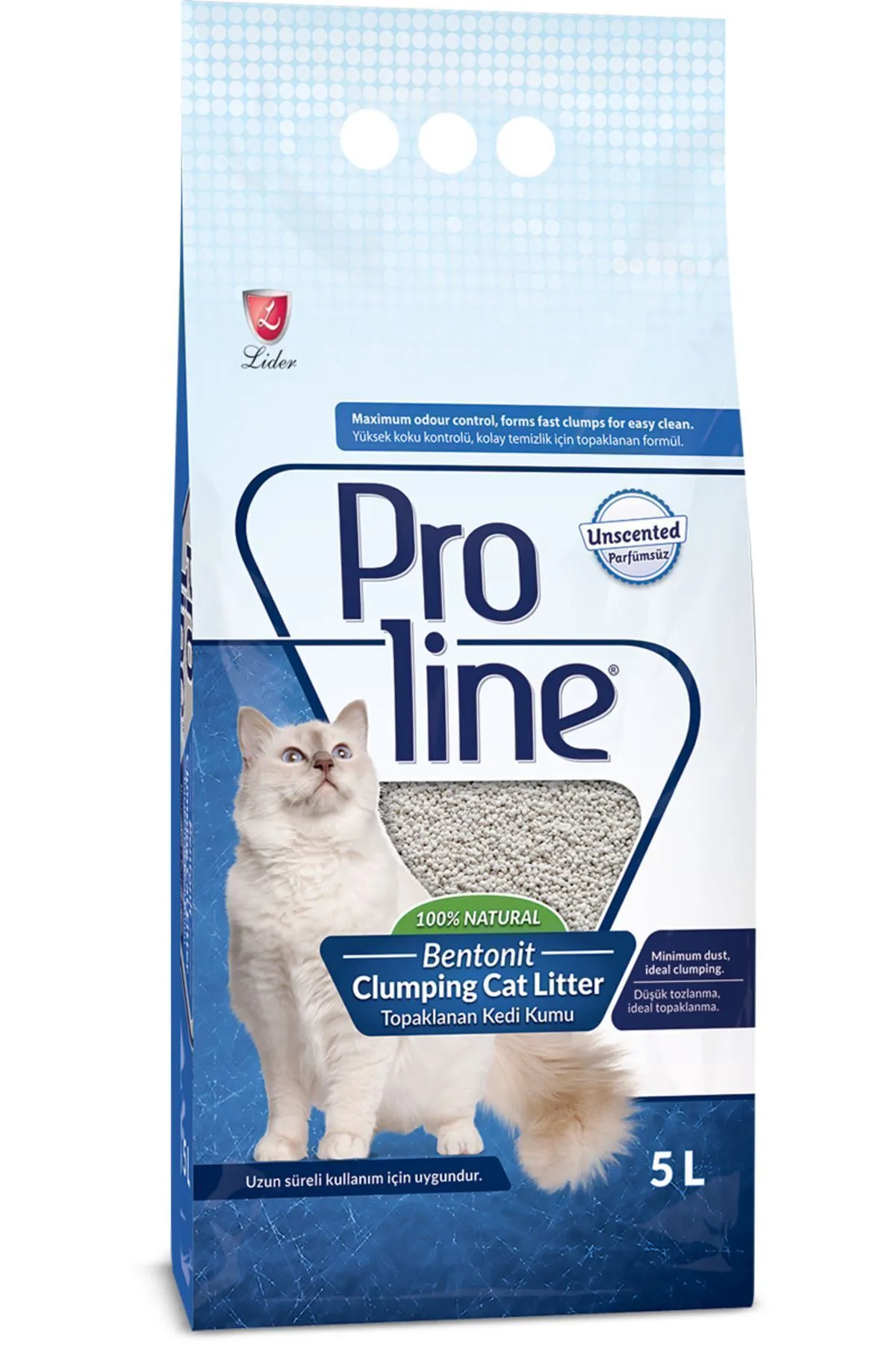 Proline Proline Bentonit Kokusuz Ince Taneli Topaklanan Kedi Kumu 5 Lt